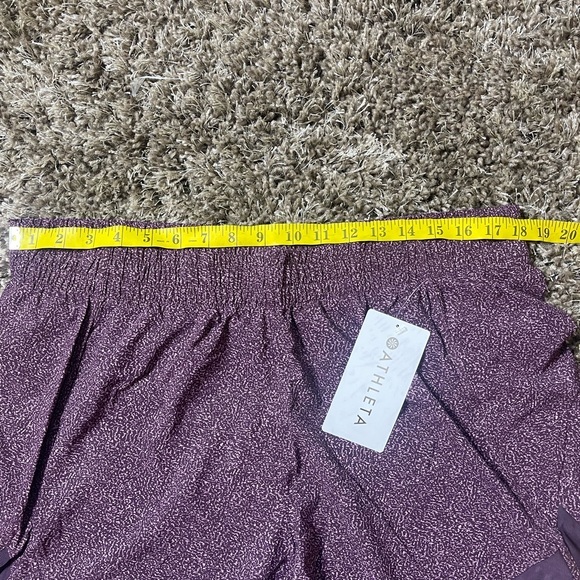 Athleta Womens Shorts Pink Printed Mesh Racer Run Mid Rise Elastic waist 1X - Picture 3 of 8